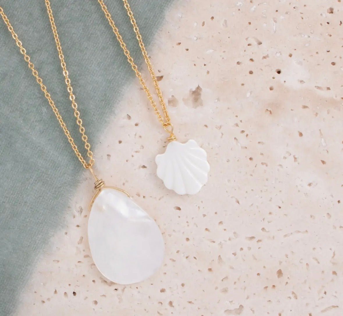 Etched Shell Pendant Necklace - Flea Boutiques