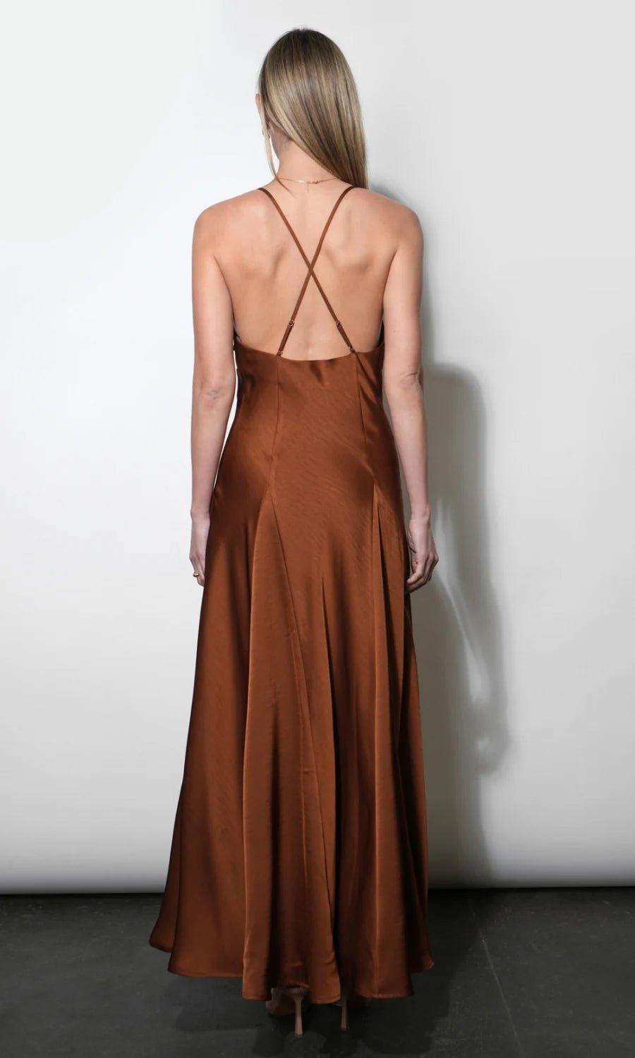 Etta Satin Cross Back Maxi Dress - Flea Boutiques