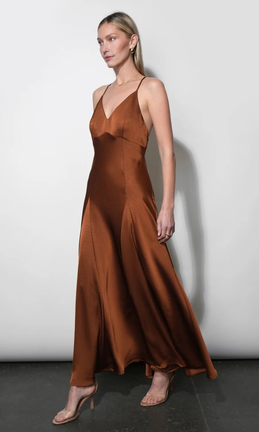 Etta Satin Cross Back Maxi Dress - Flea Boutiques
