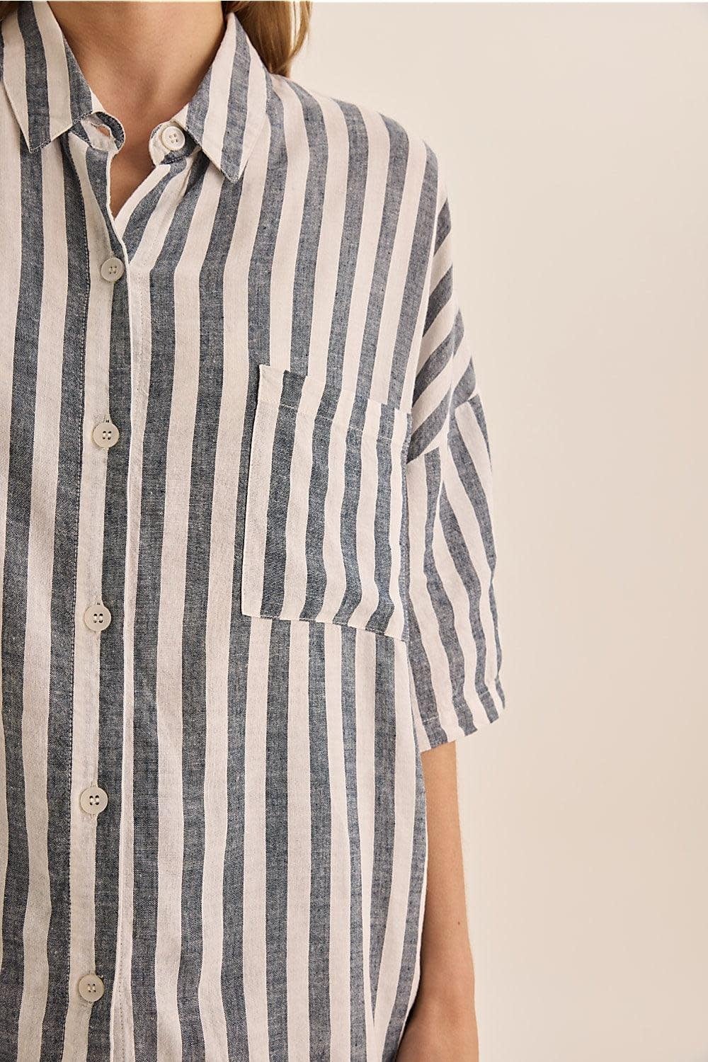 Evie Stripe Linen Short Set - Flea Boutiques