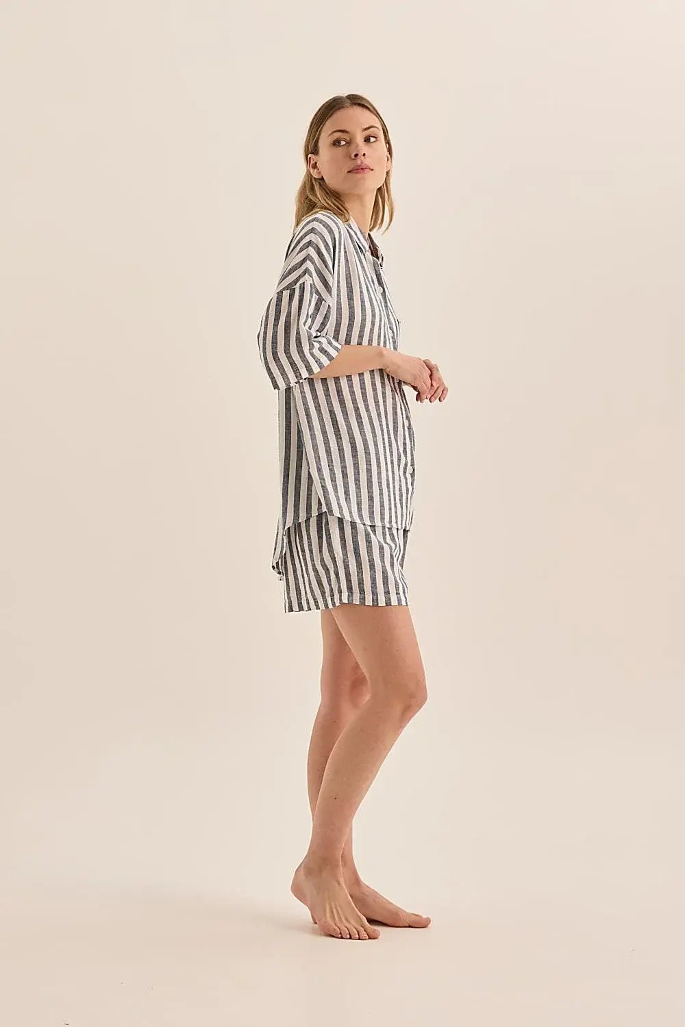 Evie Stripe Linen Short Set - Flea Boutiques