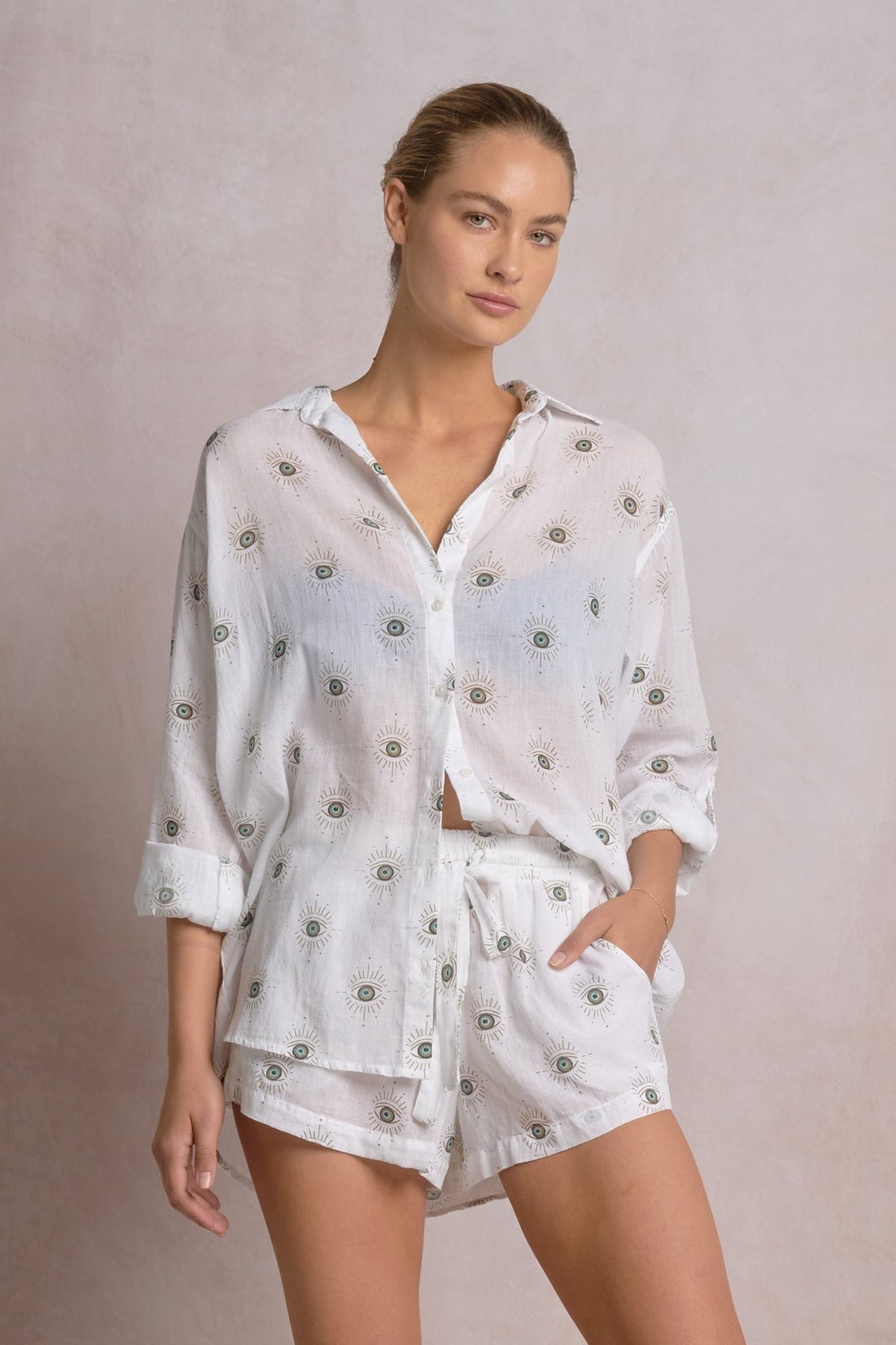 Eye Button Down Top - Flea Boutiques