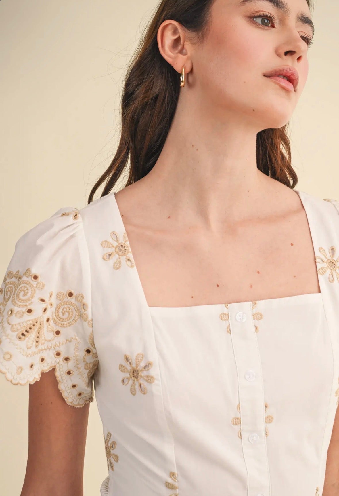 Eyelet Button Down Midi Dress - Flea Boutiques