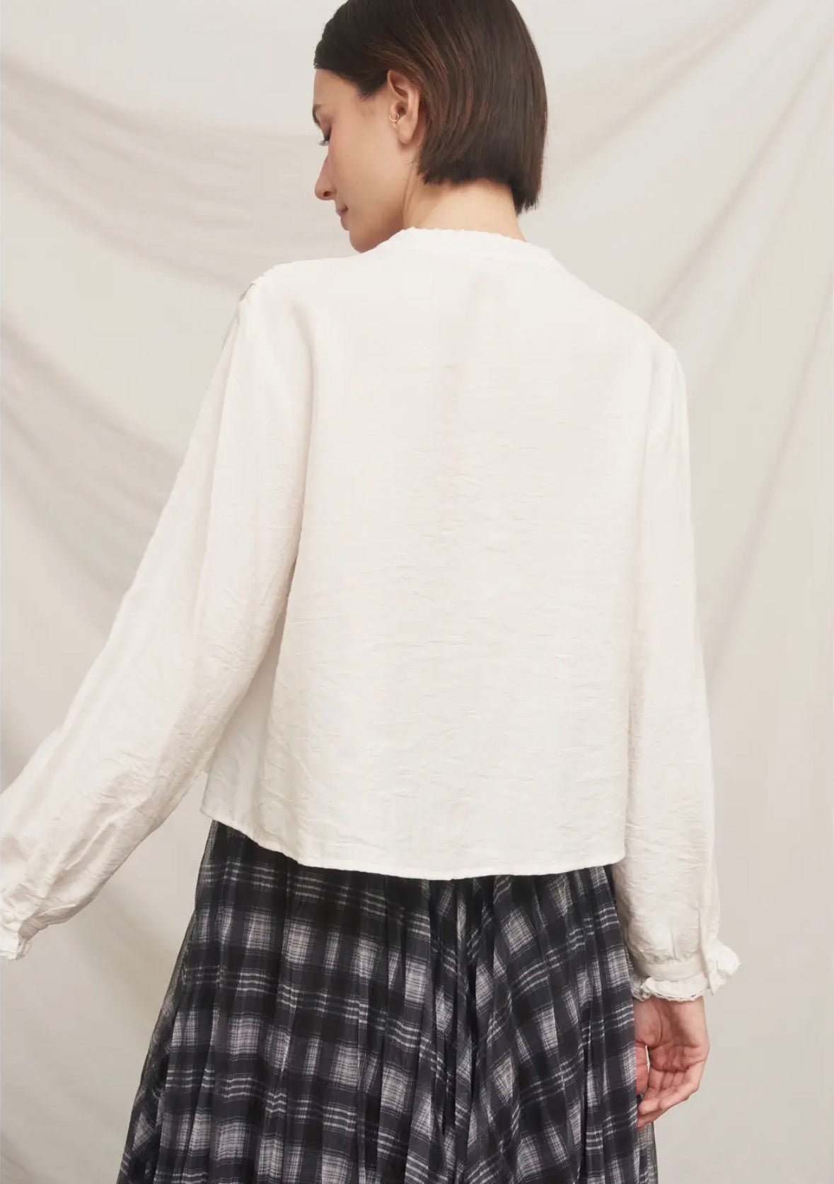 Eyelet Embroidery Peplum Blouse - Flea Boutiques