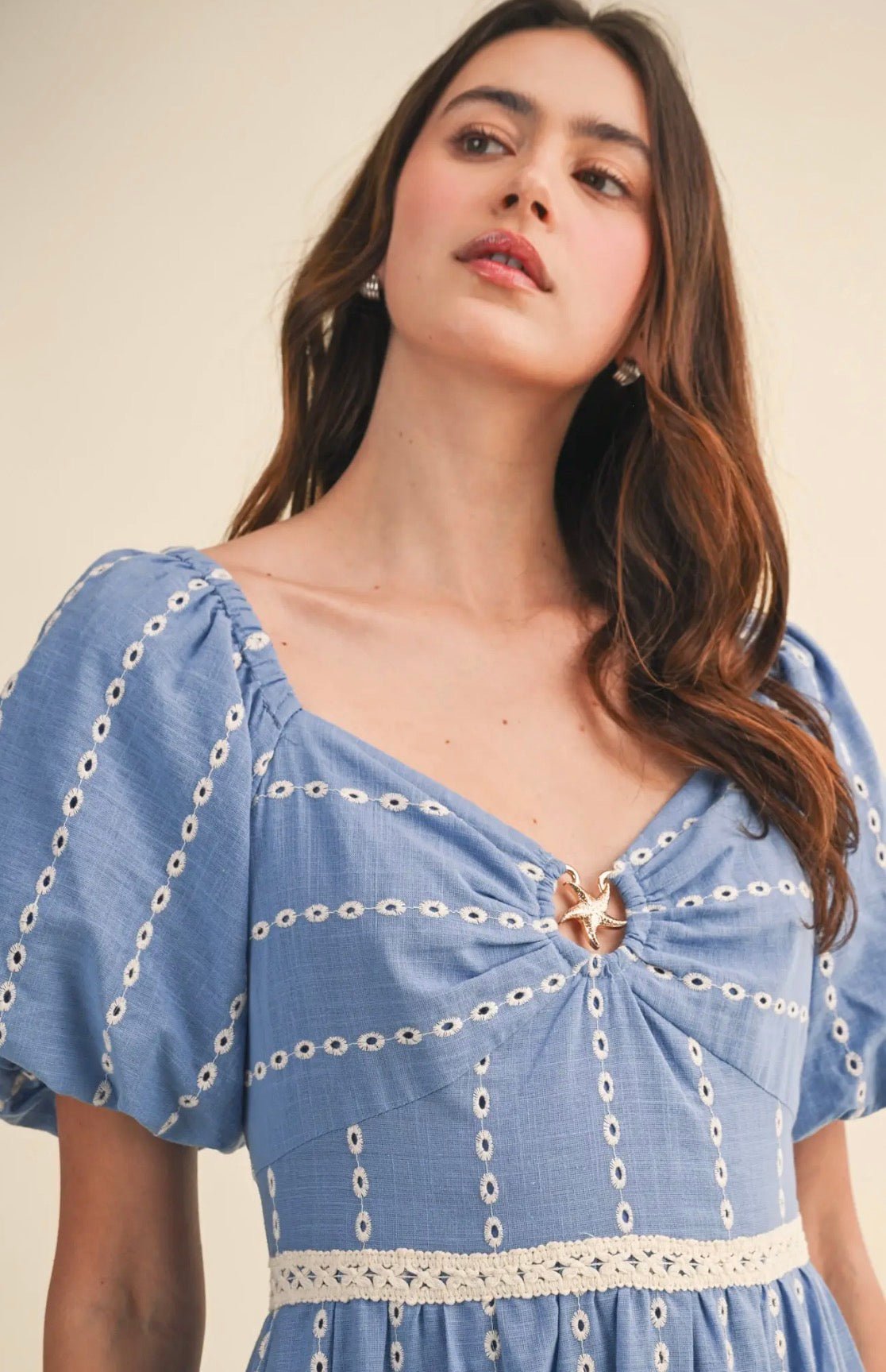 Eyelet Seashell Midi Dress - Flea Boutiques