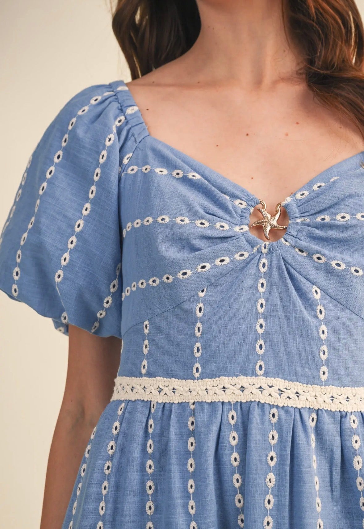 Eyelet Seashell Midi Dress - Flea Boutiques