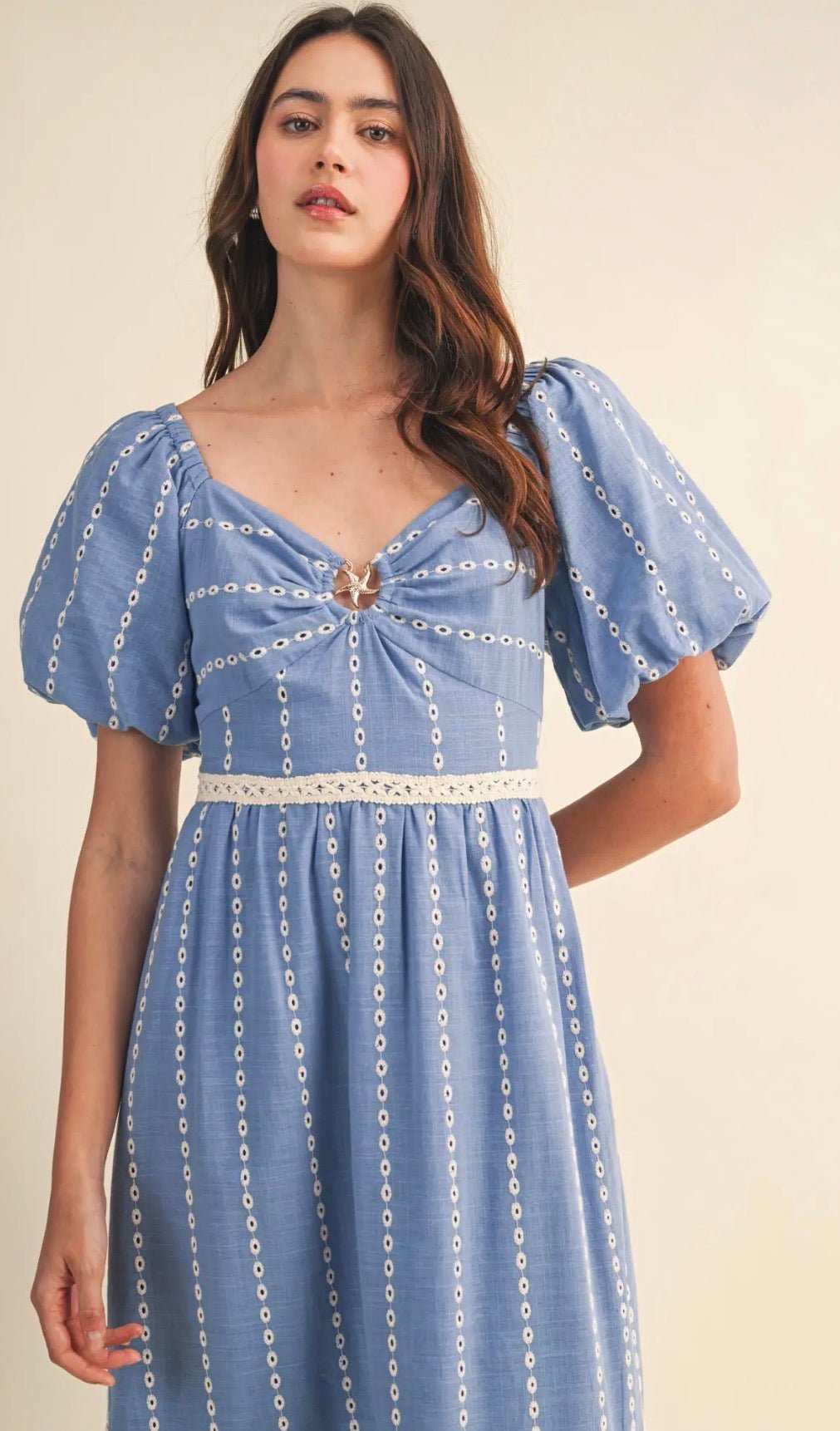 Eyelet Seashell Midi Dress - Flea Boutiques