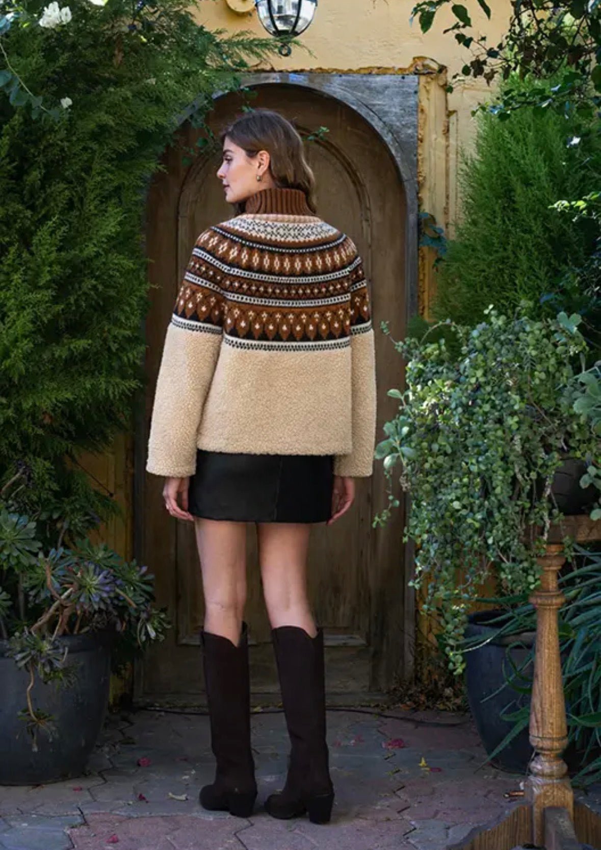 Fair Isle Sherpa Knit Jacket - Flea Boutiques