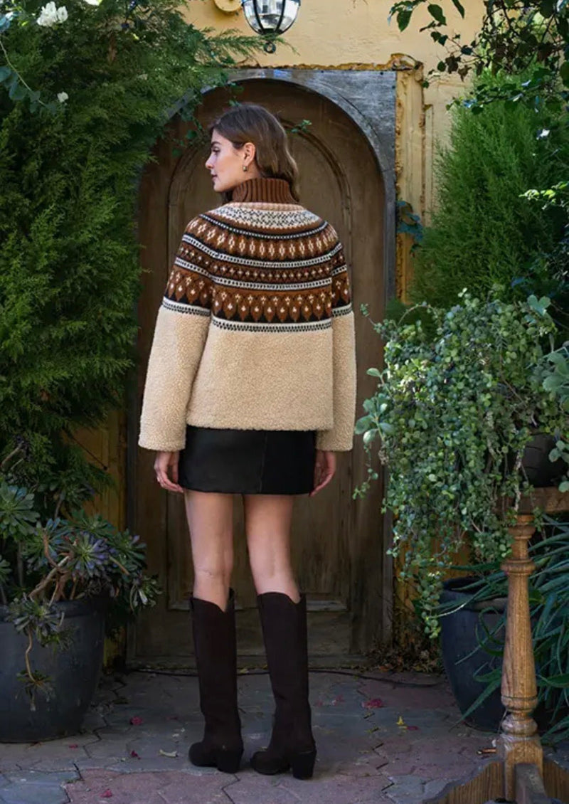 Fair Isle Sherpa Knit Jacket - Flea Boutiques