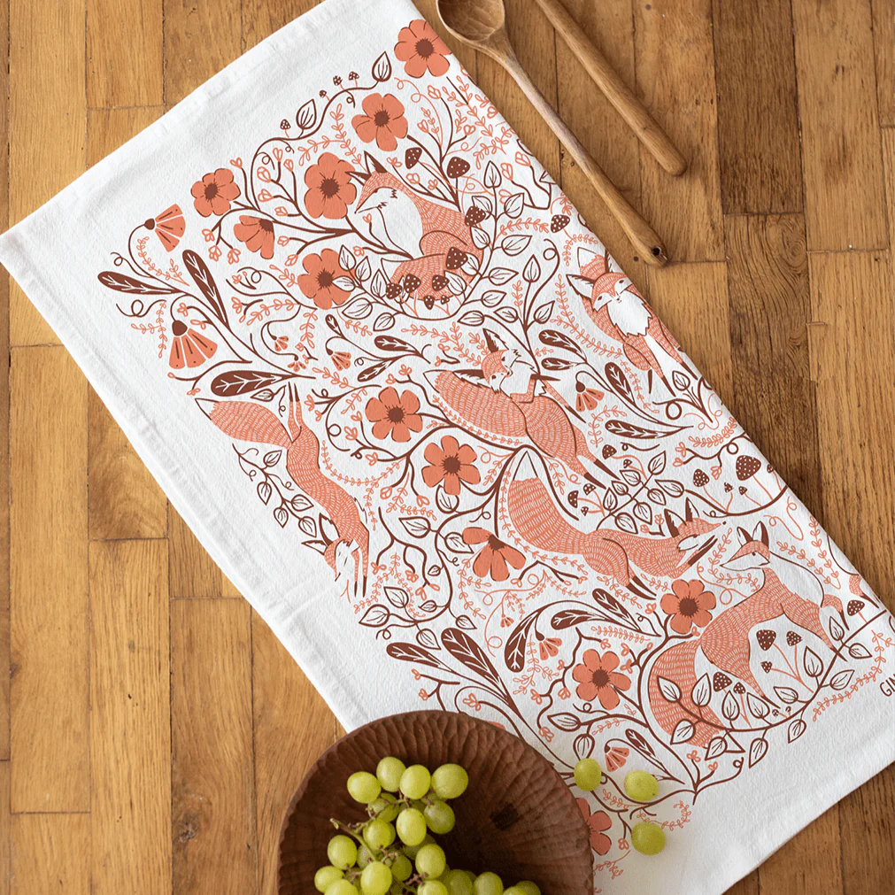 Forest Foxes Tea Towel