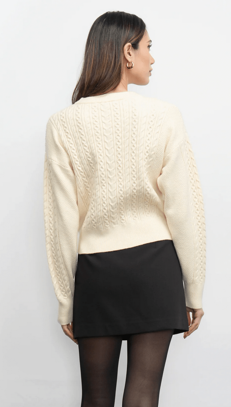 Finely Long Sleeve Cable Sweater - Flea Boutiques