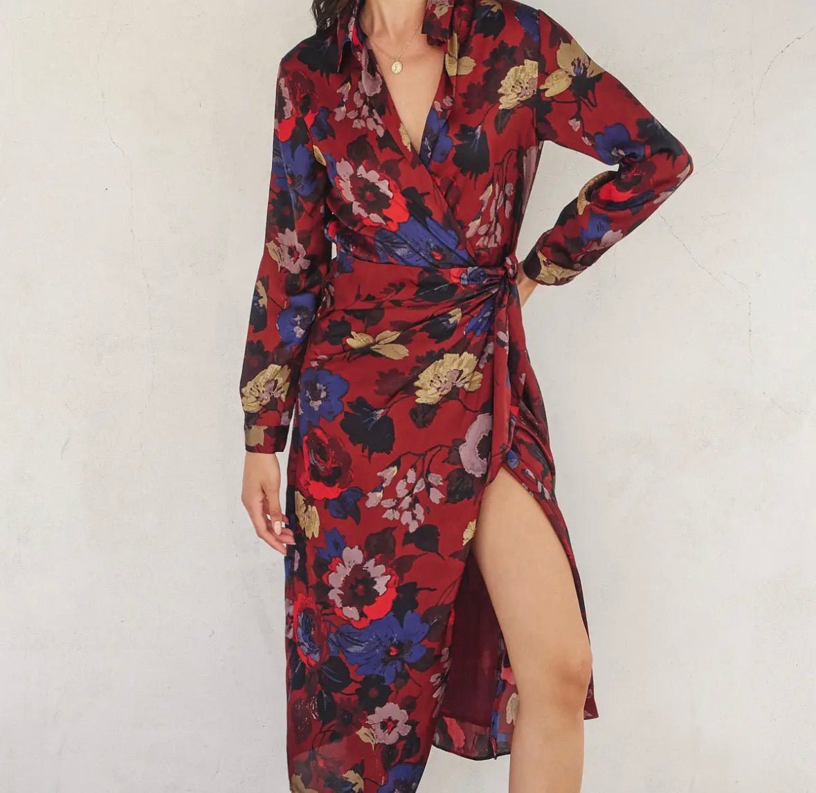 Fireplace Midi Shirt Wrap Dress - Flea Boutiques