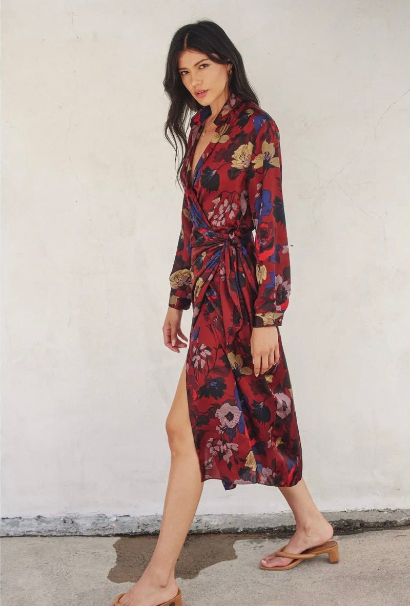 Fireplace Midi Shirt Wrap Dress - Flea Boutiques