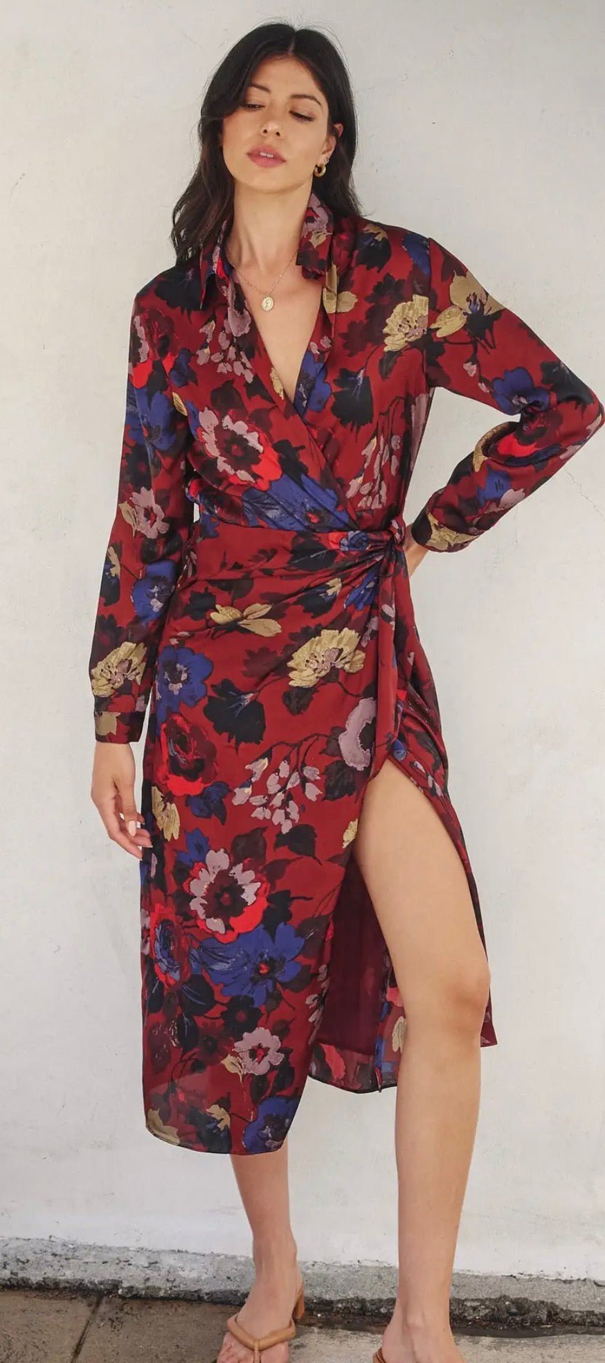 Fireplace Midi Shirt Wrap Dress - Flea Boutiques