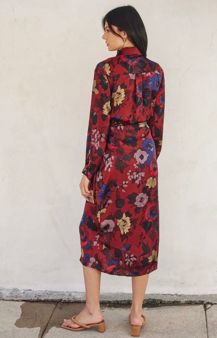 Fireplace Midi Shirt Wrap Dress - Flea Boutiques