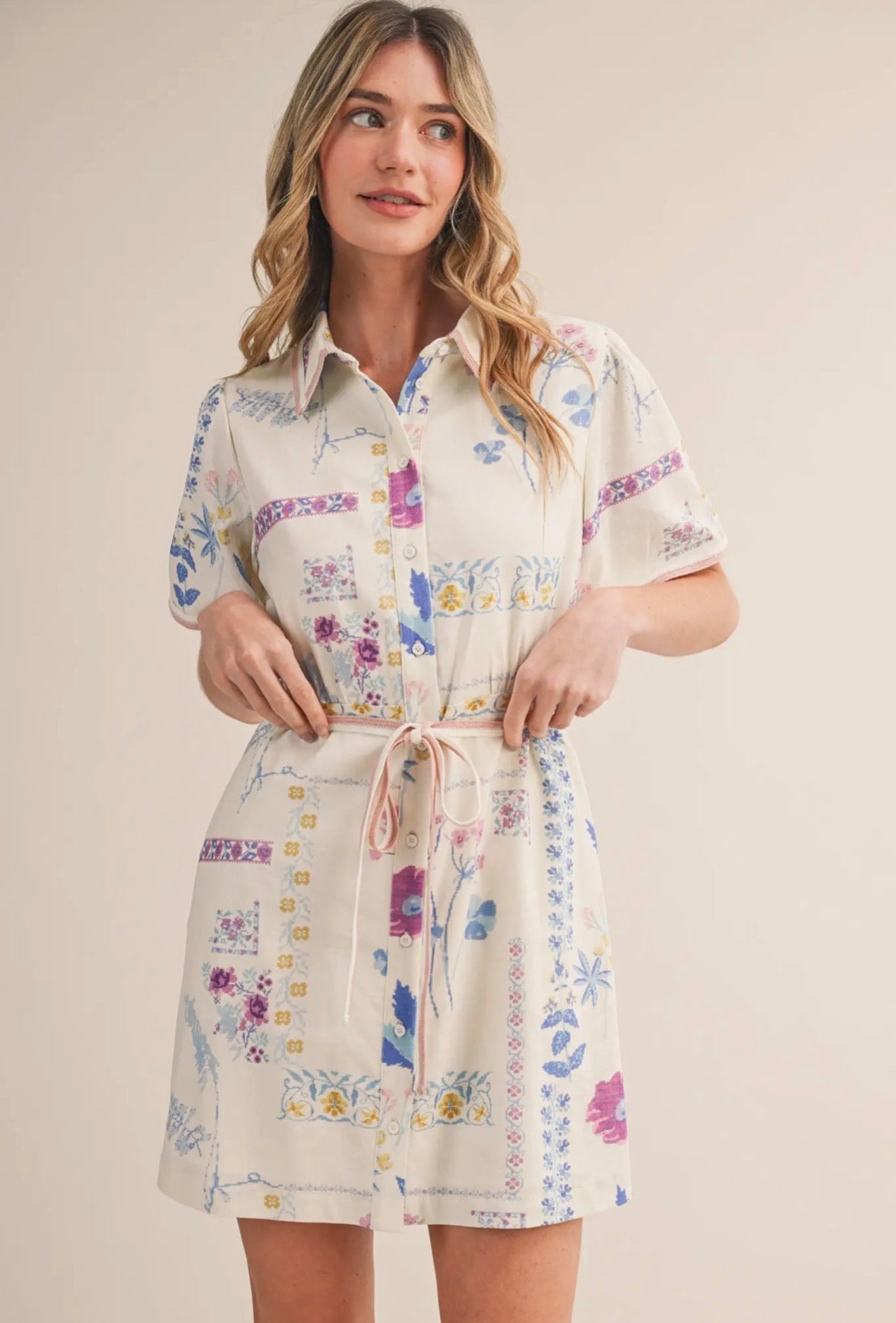 Floral Button Down Shirt Dress - Flea Boutiques
