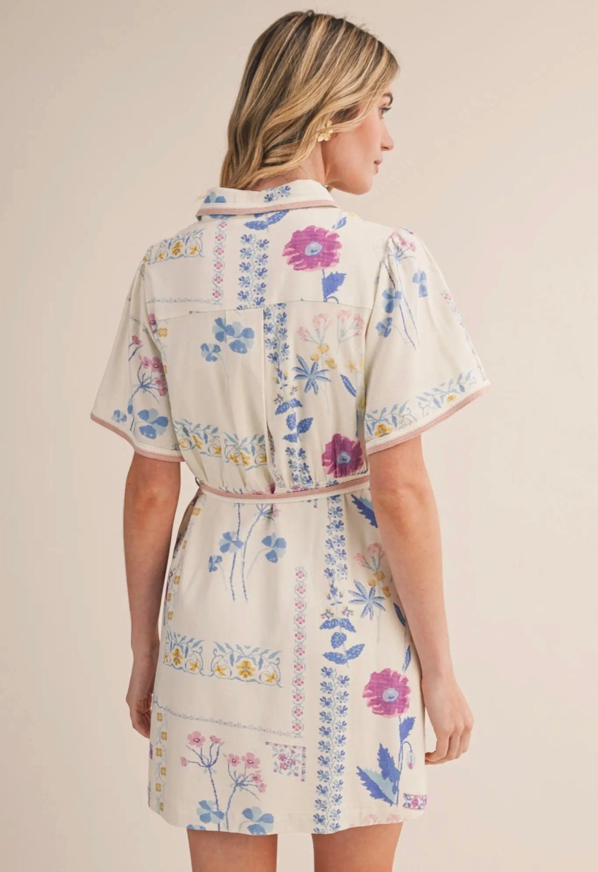Floral Button Down Shirt Dress - Flea Boutiques