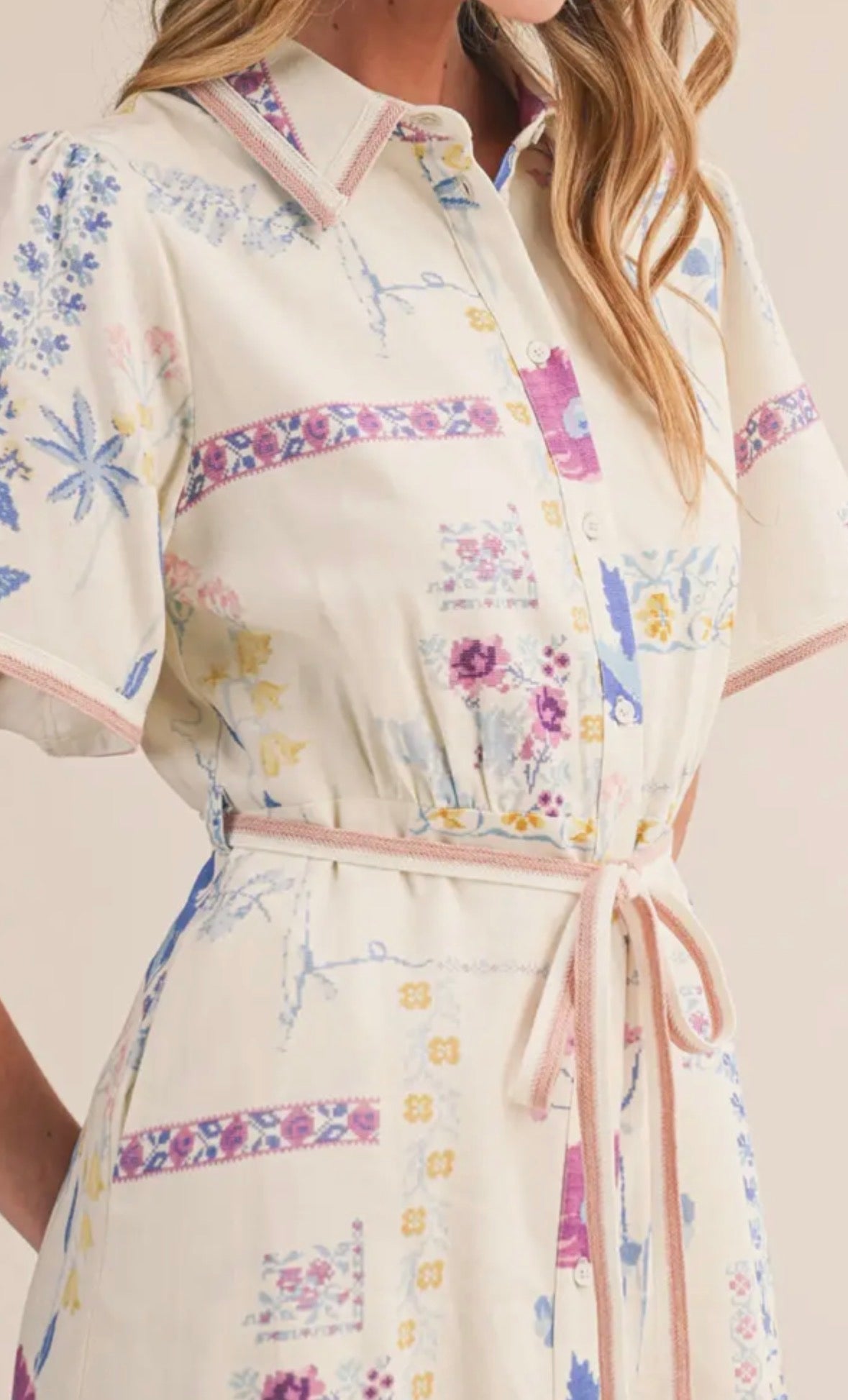 Floral Button Down Shirt Dress - Flea Boutiques