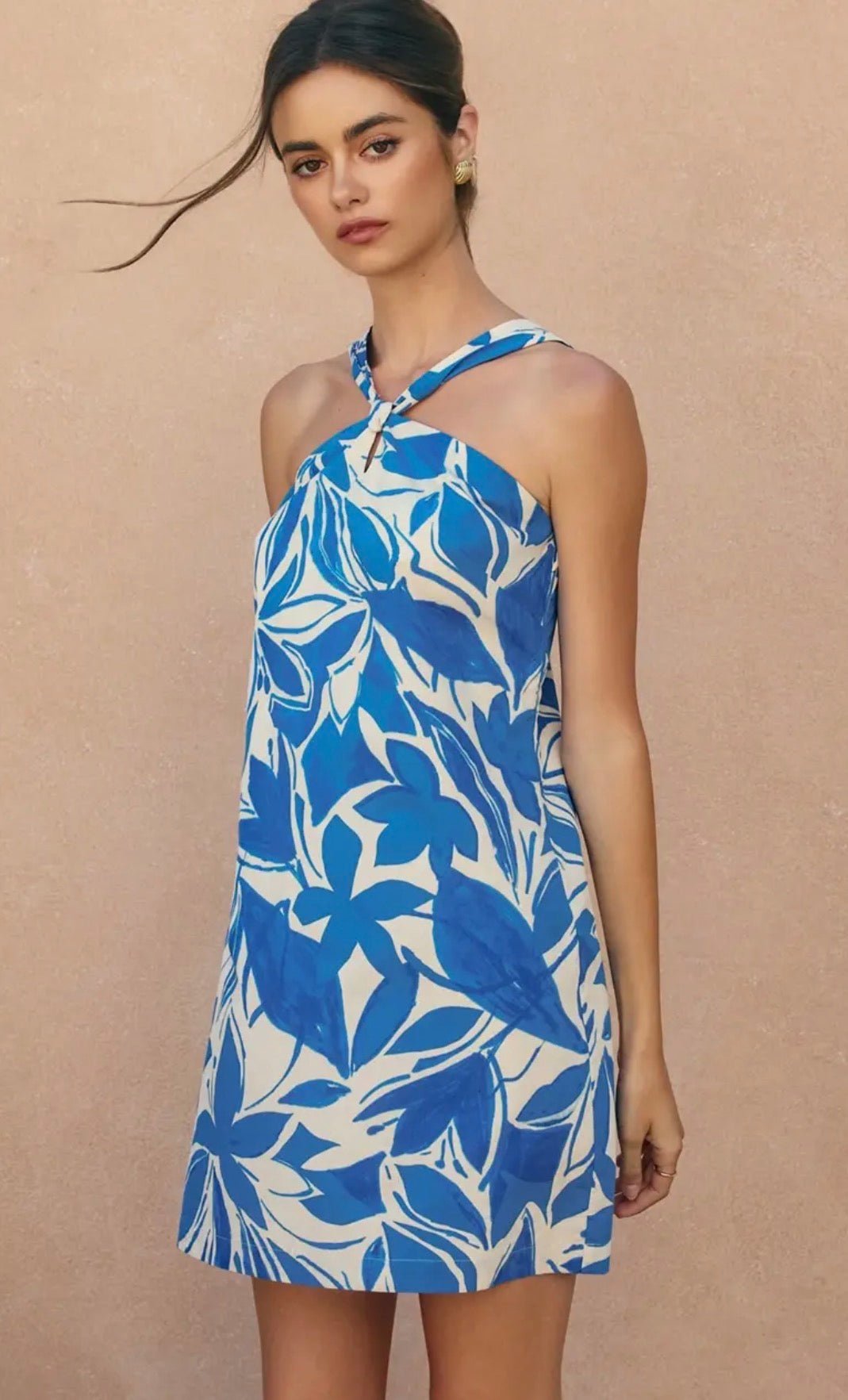 Floral Cotton Poplin Knot Halter Dress - Flea Boutiques