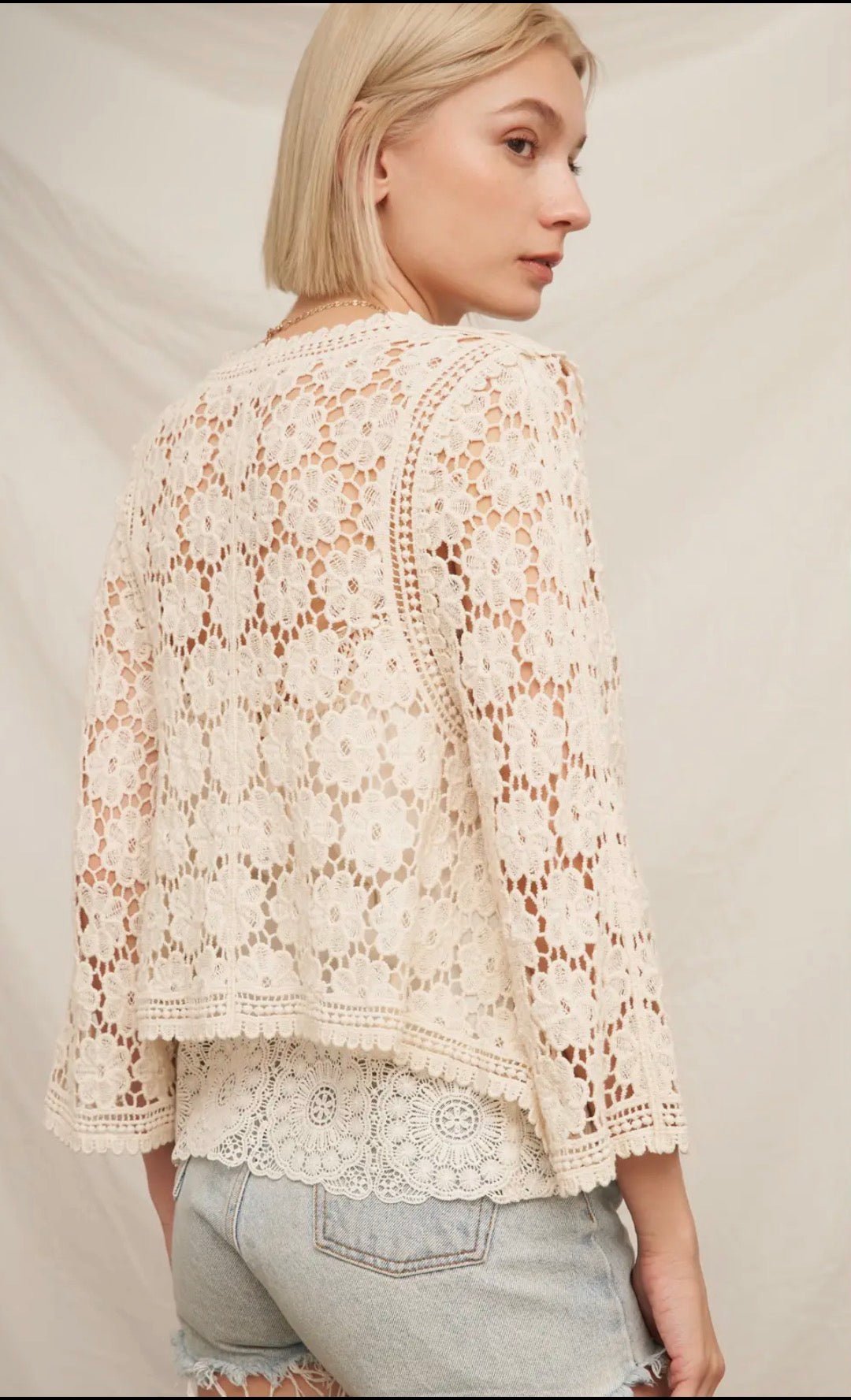 Floral Crochet Tie Front - Flea Boutiques