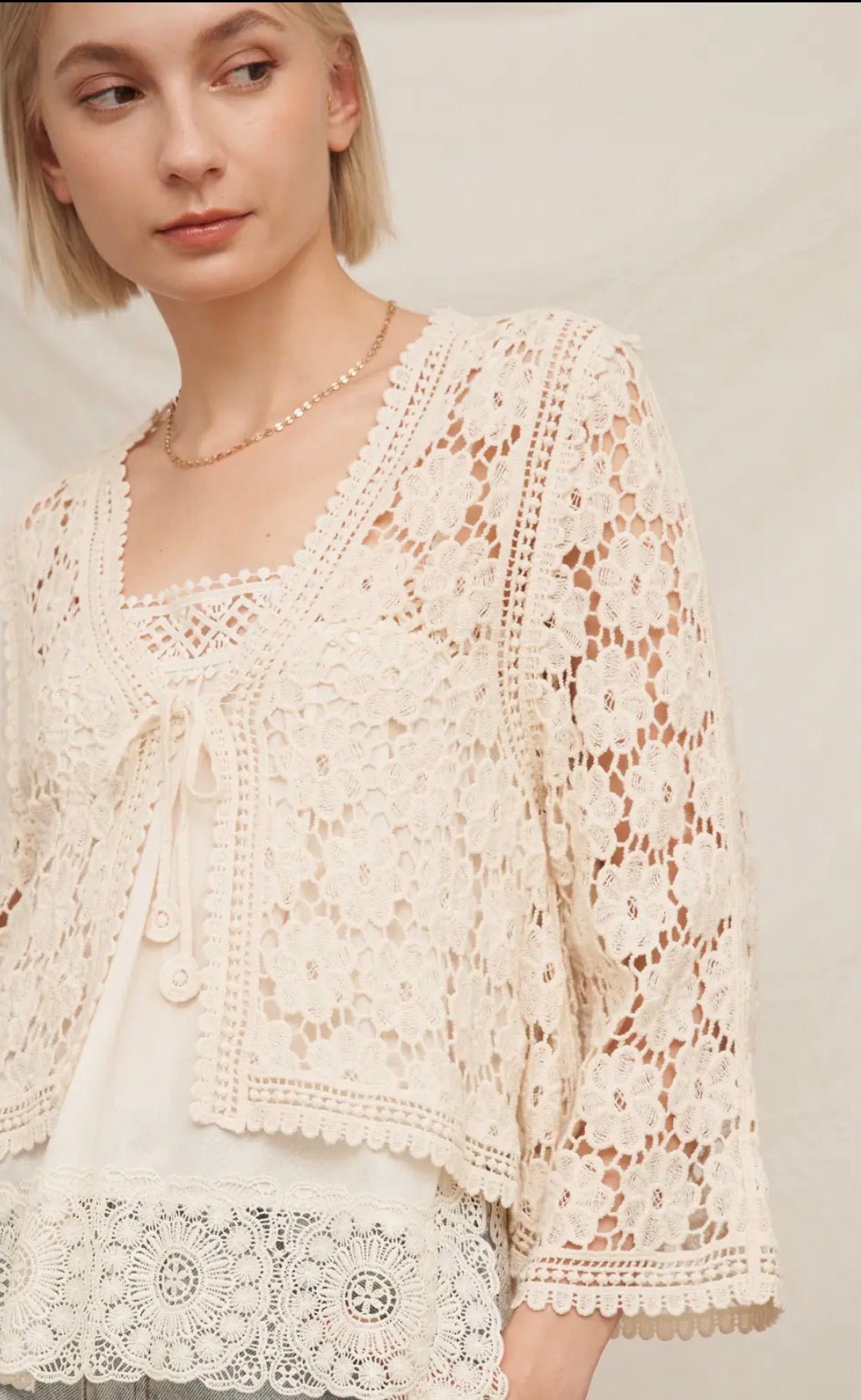 Floral Crochet Tie Front - Flea Boutiques