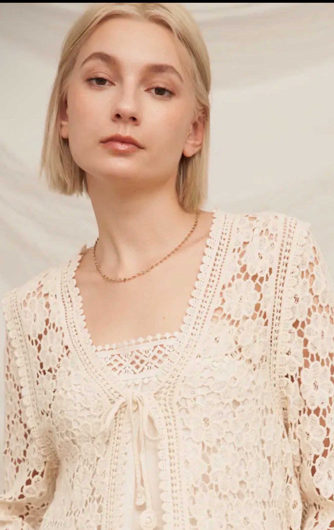 Floral Crochet Tie Front - Flea Boutiques
