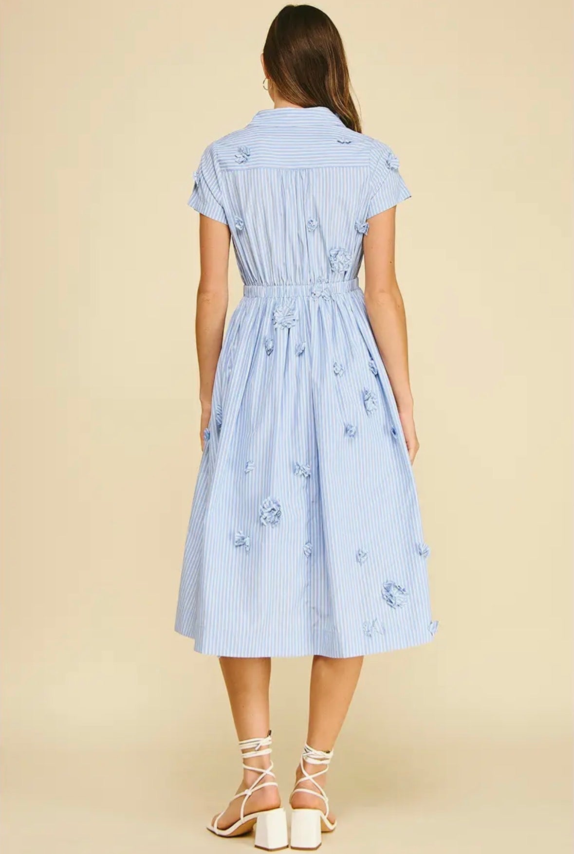 Floral Embroidered Stripe Dress - Flea Boutiques