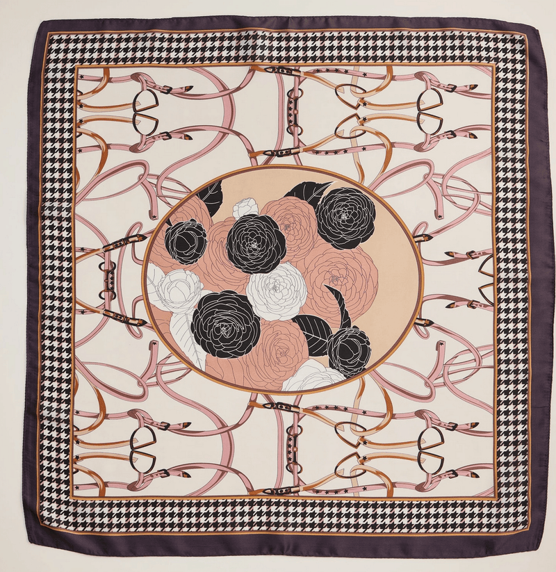 Floral + Equestrian Houndstooth Scarf - Flea Boutiques