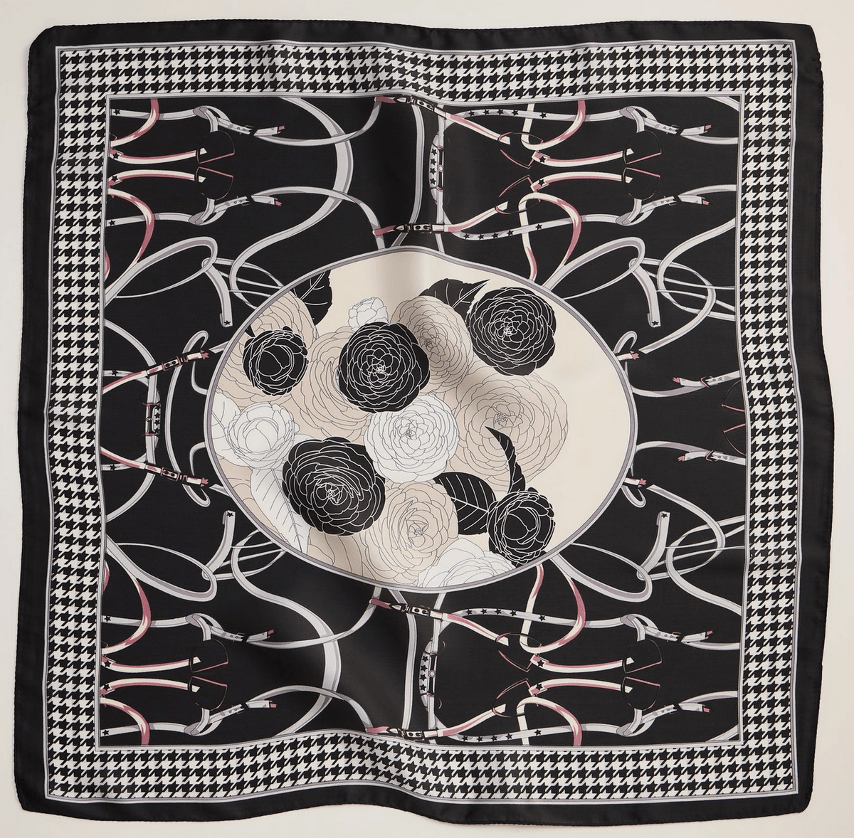 Floral + Equestrian Houndstooth Scarf - Flea Boutiques
