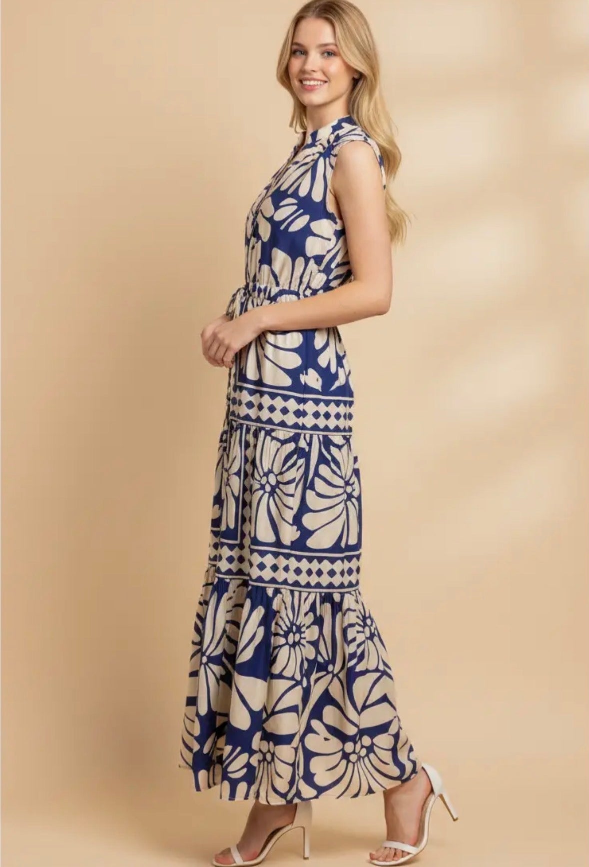 Floral & Geo Print Tiered Maxi - Flea Boutiques