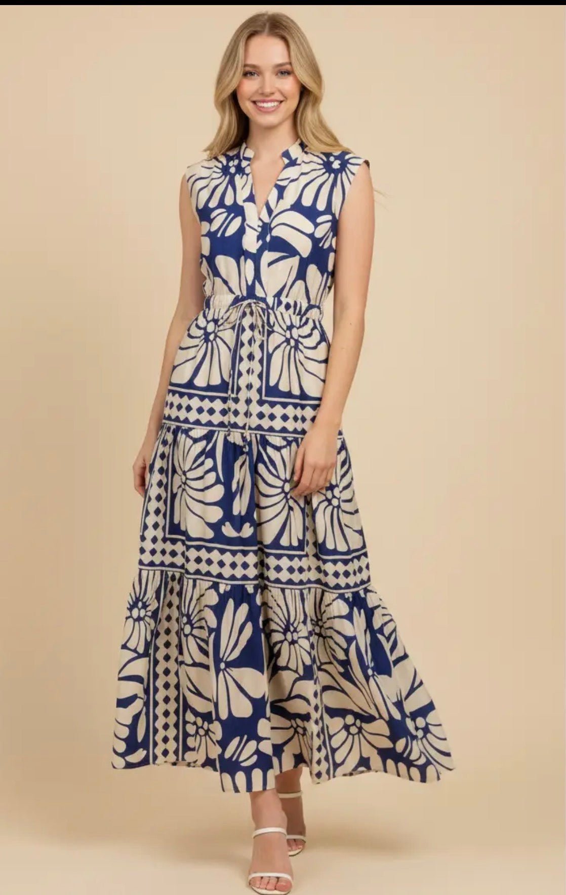 Floral & Geo Print Tiered Maxi - Flea Boutiques