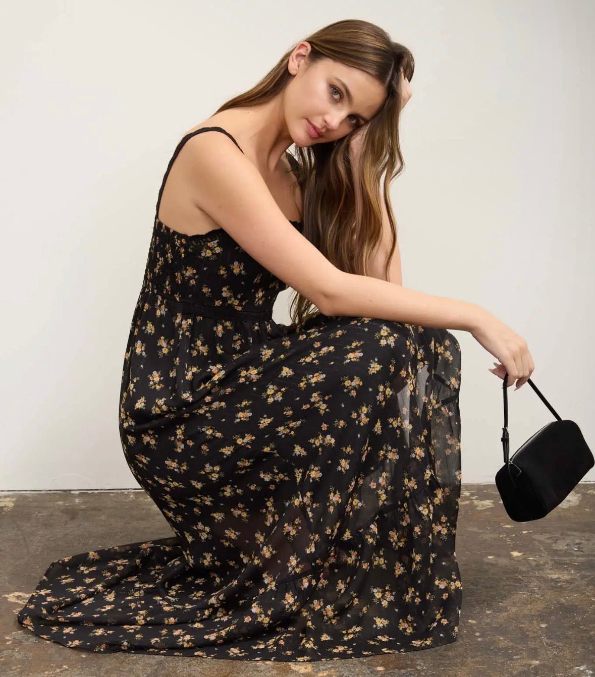 Floral Glitter Shiffon Lace Dress - Flea Boutiques