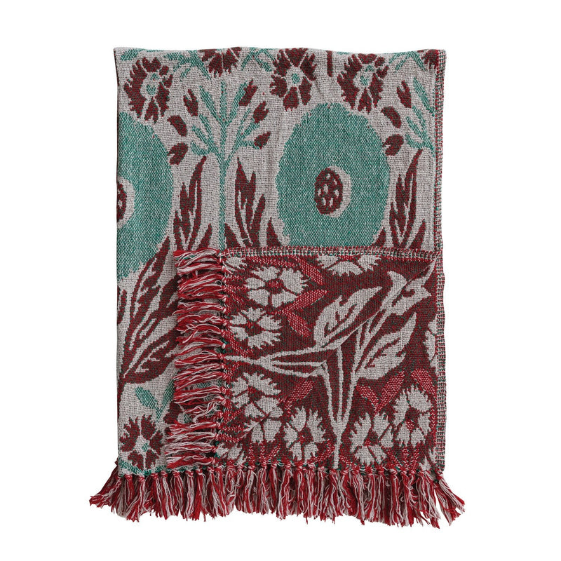 Floral Jacquard Cotton Throw - Flea Boutiques