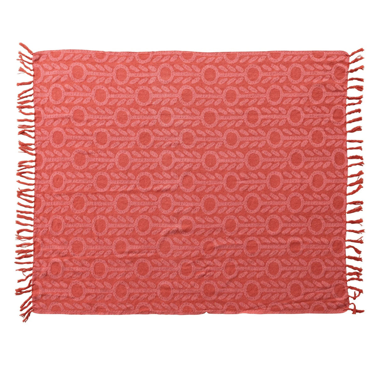 Floral Jacquard Throw with Fringe - Flea Boutiques