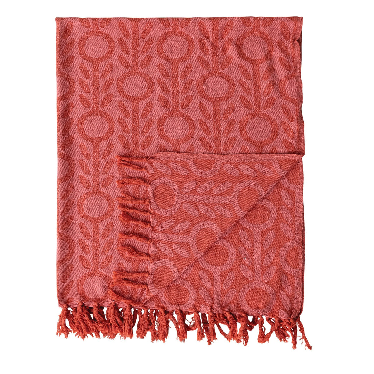 Floral Jacquard Throw with Fringe - Flea Boutiques