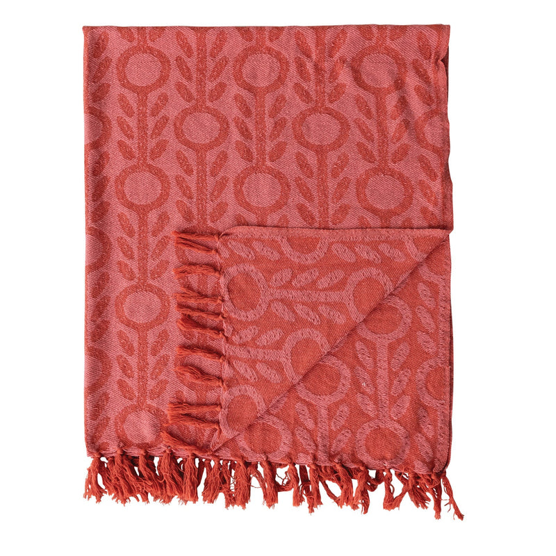 Floral Jacquard Throw with Fringe - Flea Boutiques