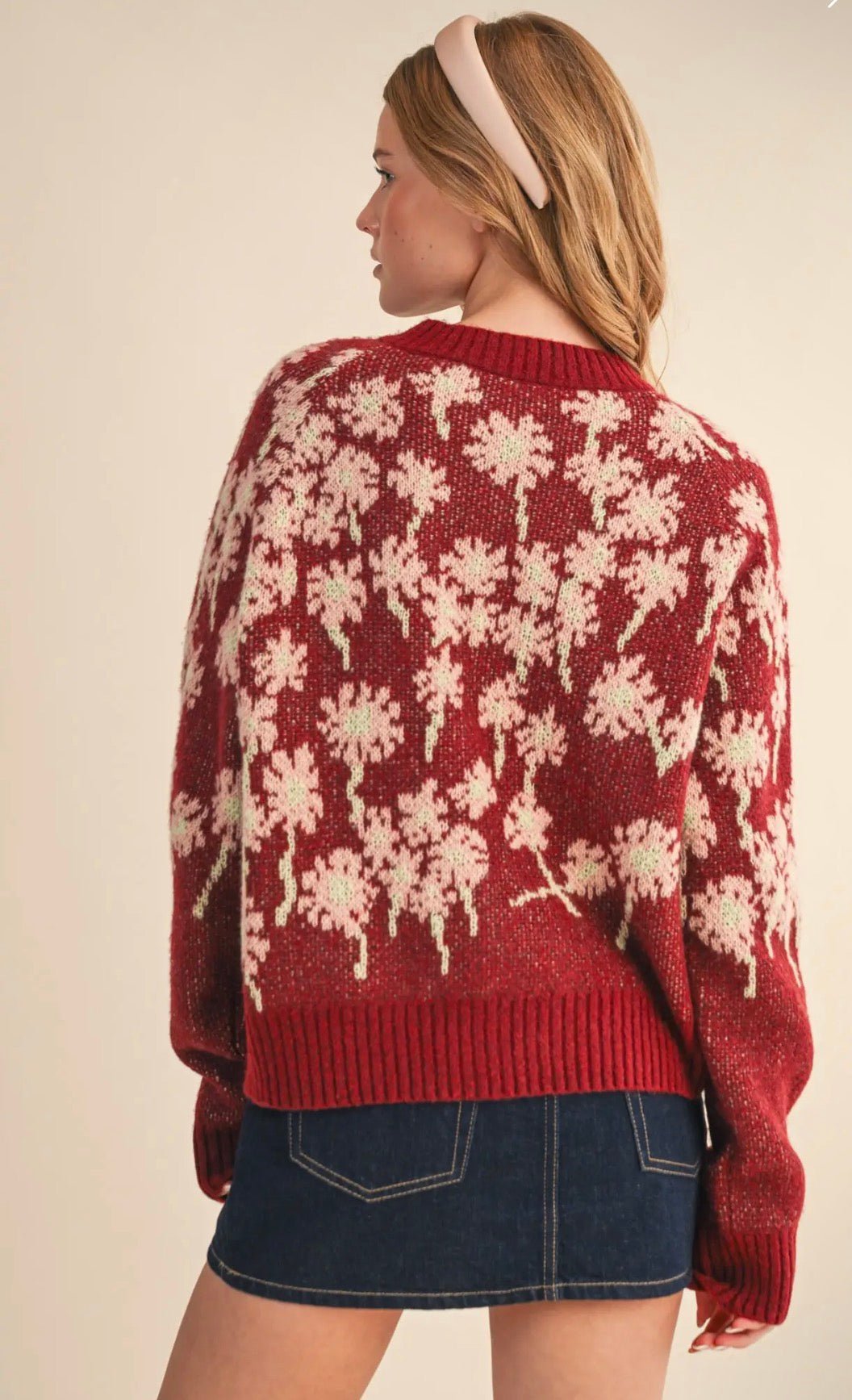 Floral Knit Button Down Cardigan - Flea Boutiques