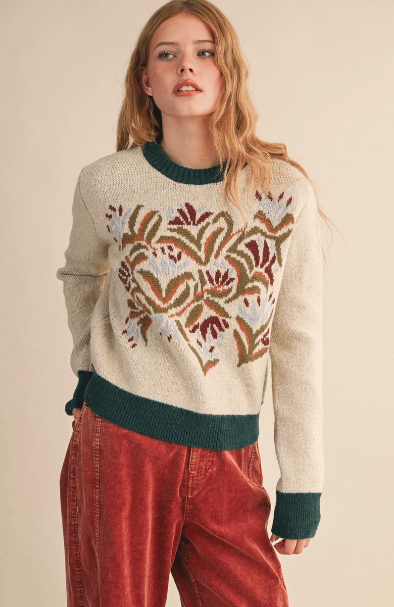 Floral Knit Sweater - Flea Boutiques