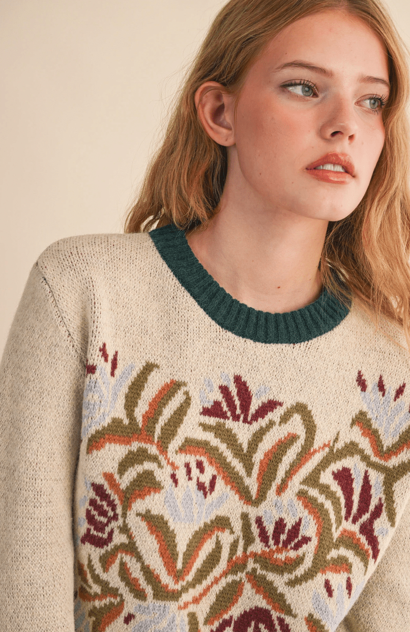Floral Knit Sweater - Flea Boutiques