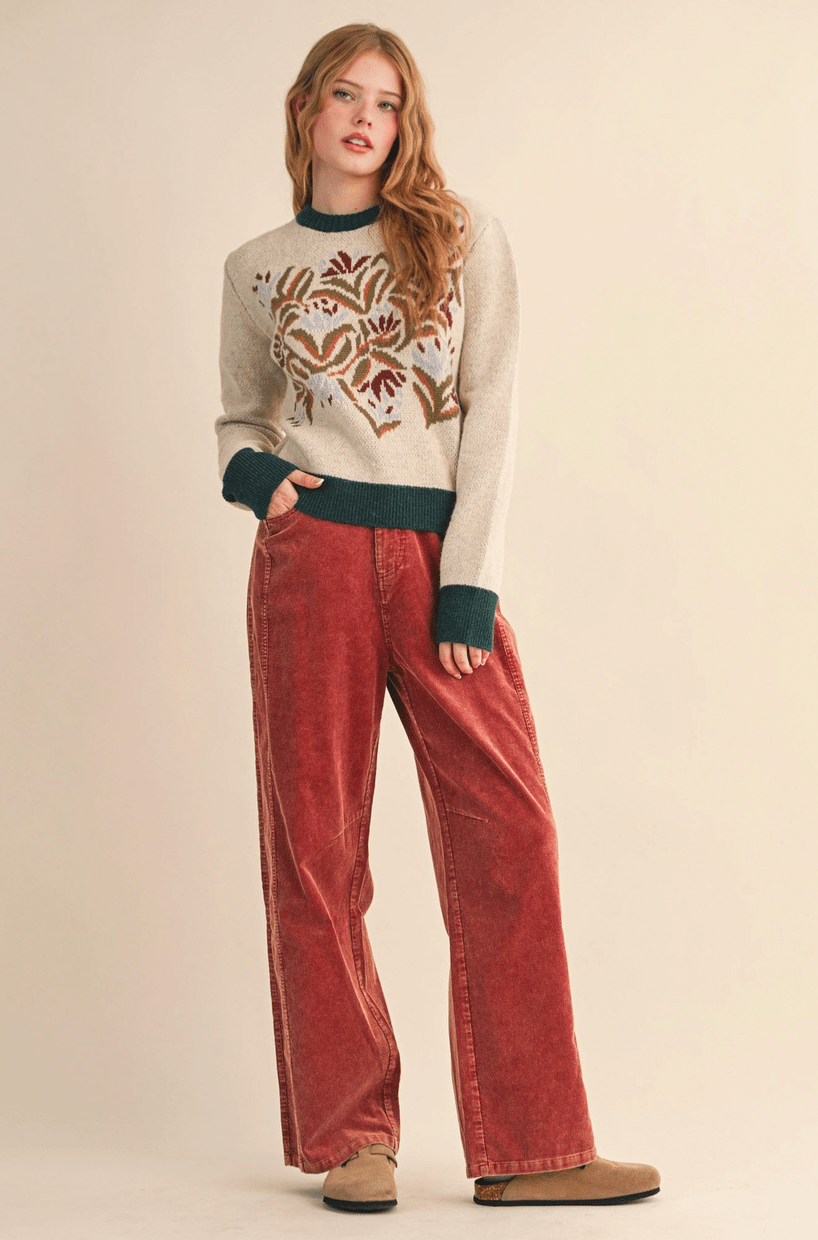 Floral Knit Sweater - Flea Boutiques