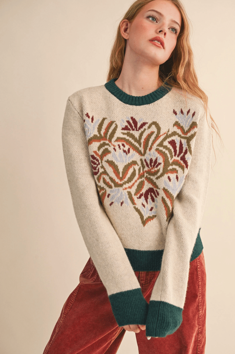 Floral Knit Sweater - Flea Boutiques