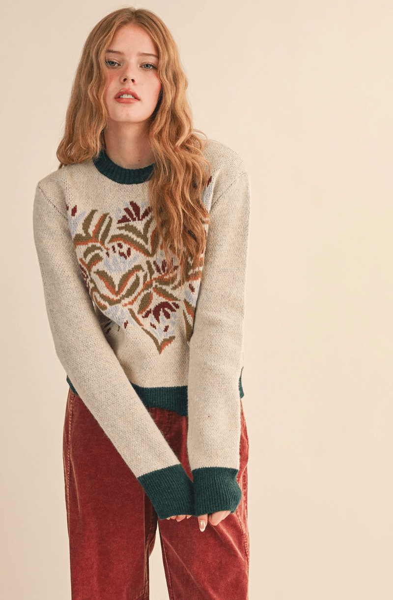 Floral Knit Sweater - Flea Boutiques