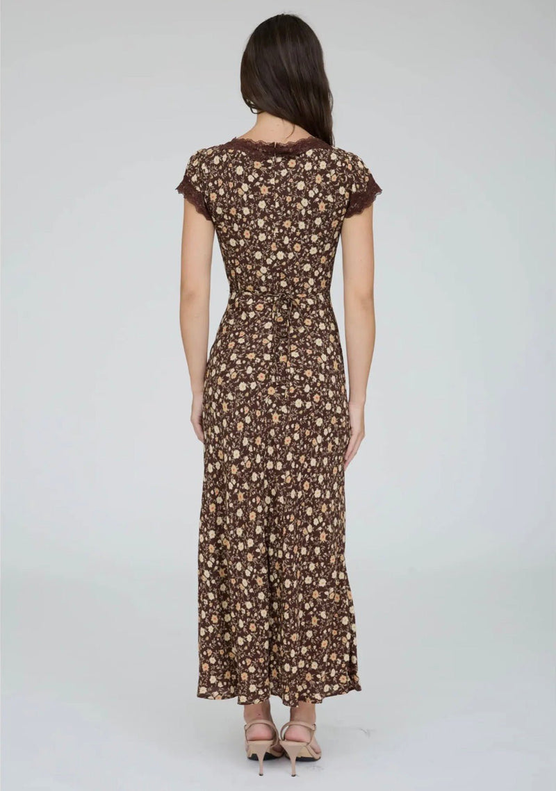 Floral Lace V Neck Dress - Flea Boutiques