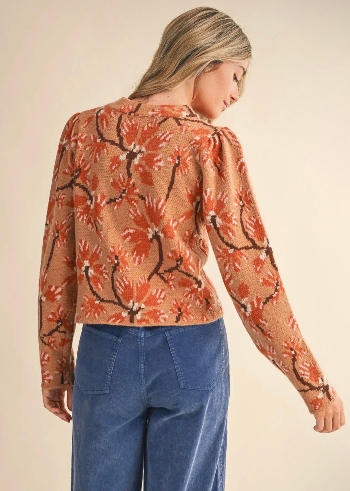 Floral Mock Neck Sweater - Flea Boutiques