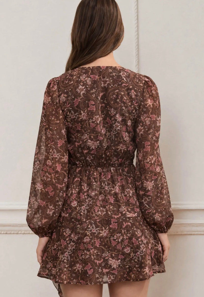 Floral Paisley Wrap Mini Dress - Flea Boutiques