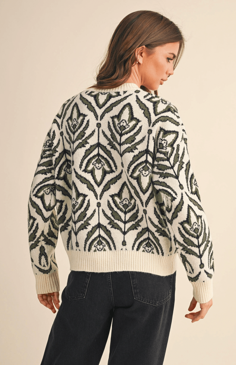 Floral Pattern Knit Sweater - Flea Boutiques