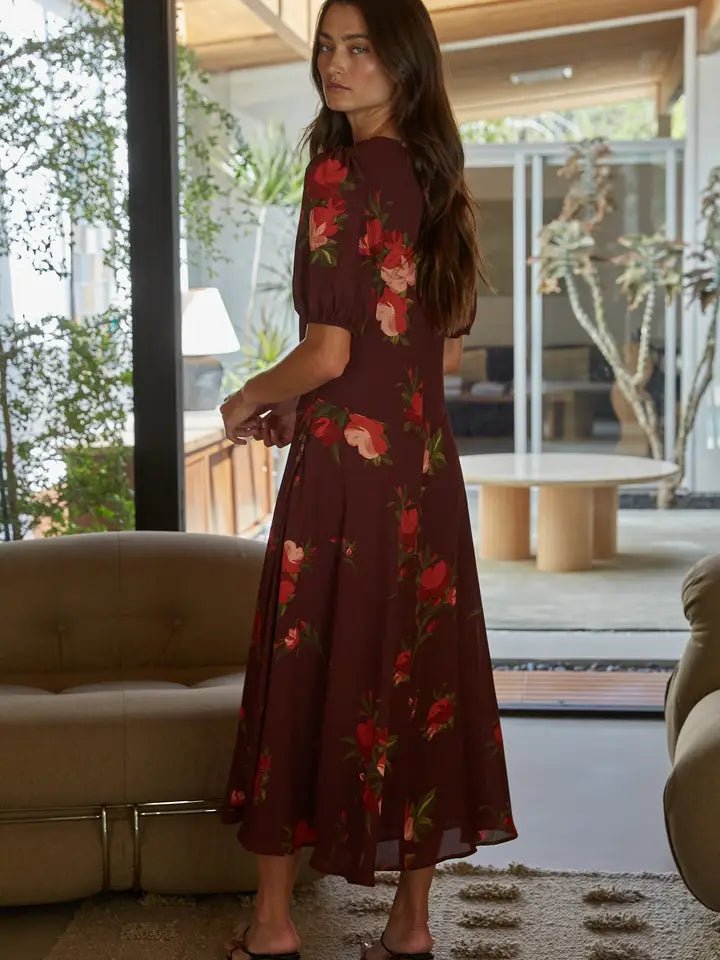 Floral Print Midi Dress - Flea Boutiques