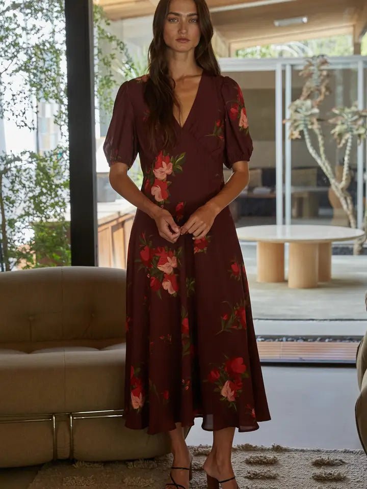 Floral Print Midi Dress - Flea Boutiques