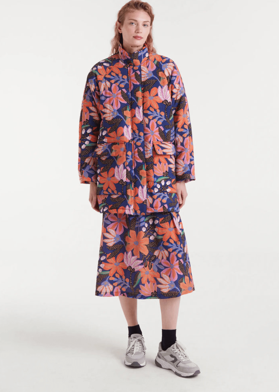 Floral Print Puffer Coat - Flea Boutiques