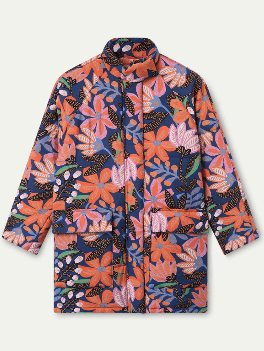 Floral Print Puffer Coat - Flea Boutiques